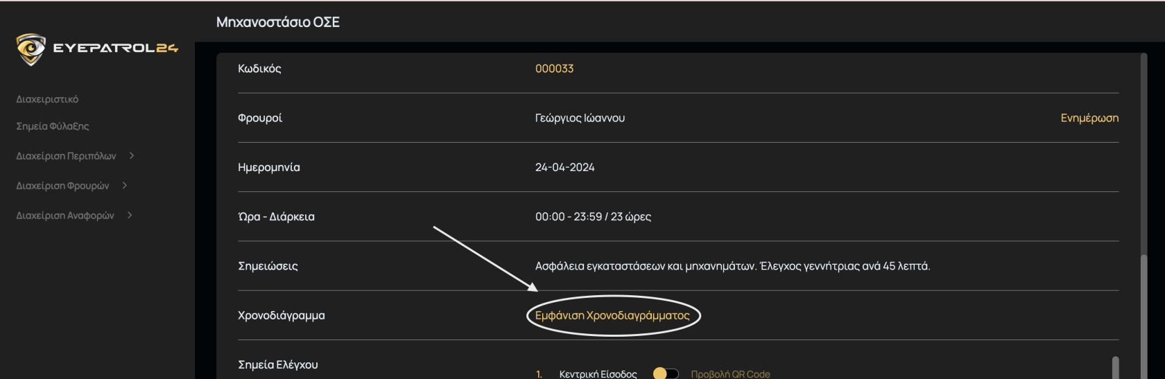 Εμφάνιση Χρονοδιαγράμματος